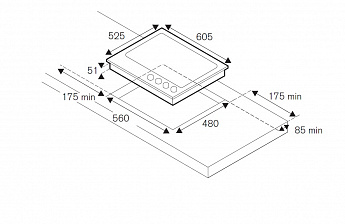 картинка Газ на стекле варочная панель Bertazzoni P604LMODGNE 