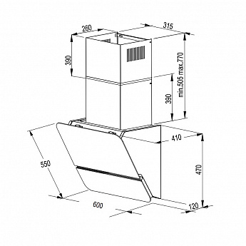 картинка Кухонная вытяжка наклонная Korting KHC 69499 GN 