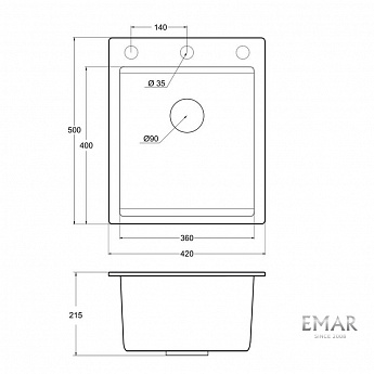 картинка Мойка для кухни Emar Quartz EMQ-1420.Q  картинка Мойка для кухни Emar Quartz EMQ-1420.Q