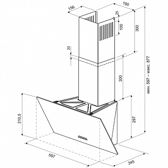 картинка Кухонная вытяжка Krona HELGA 600 white PB 