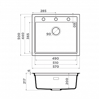 картинка Мойка для кухни Omoikiri SINTESI 57 