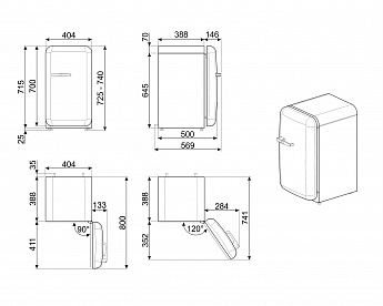 картинка Отдельностоящий мини-бар Smeg FAB5RWH5 