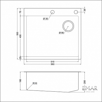 картинка Кухонная мойка Emar EMB-560(TOP) PVD Dark 