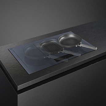 картинка Варочная панель с вытяжкой Smeg HOBD182DG Neptune Grey   картинка Варочная панель с вытяжкой Smeg HOBD182DG Neptune Grey