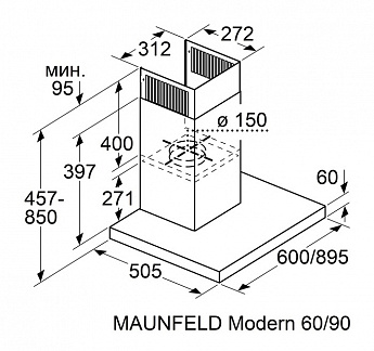 картинка Кухонная вытяжка Maunfeld MODERN 60 BLACK  картинка Кухонная вытяжка Maunfeld MODERN 60 BLACK
