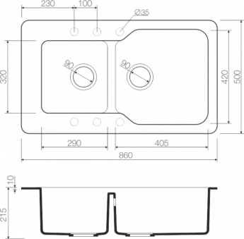 картинка Мойка для кухни Omoikiri MARU-86-2 