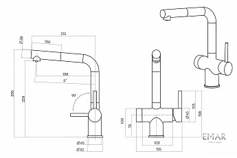 картинка Смеситель Emar ЕС - 7026 Matt Gold 
