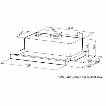 картинка Кухонная вытяжка Krona KAMILLA 450 BLACK  картинка Кухонная вытяжка Krona KAMILLA 450 BLACK