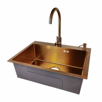 картинка Комплект Emar PVD COPPERY (мойка, смеситель, дозатор) 