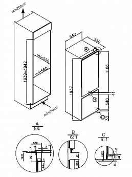 картинка Встраиваемый холодильник Weissgauff WRKI 195 WLF 